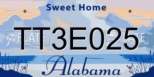 TT3E025 Alabama License Plate