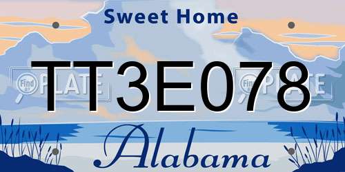 TT3E078 Alabama License Plate