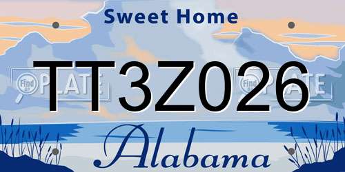 TT3Z026 Alabama License Plate