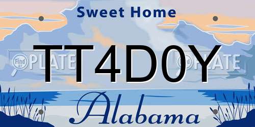 TT4D0Y Alabama License Plate