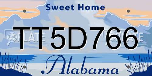 TT5D766 Alabama License Plate