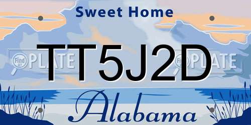 TT5J2D Alabama License Plate