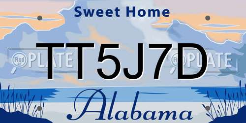 TT5J7D Alabama License Plate