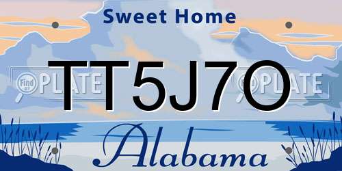 TT5J7O Alabama License Plate