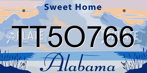 TT5O766 Alabama License Plate