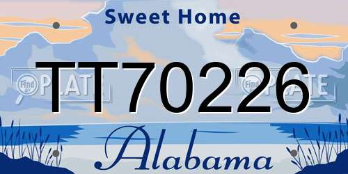 TT70226 Alabama License Plate