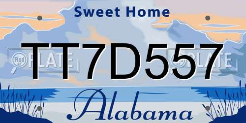 TT7D557 Alabama License Plate