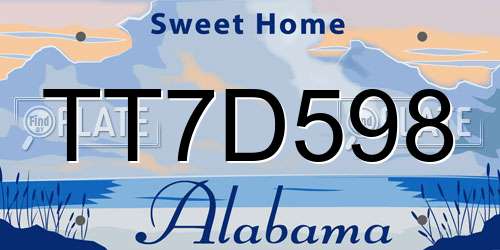 TT7D598 Alabama License Plate