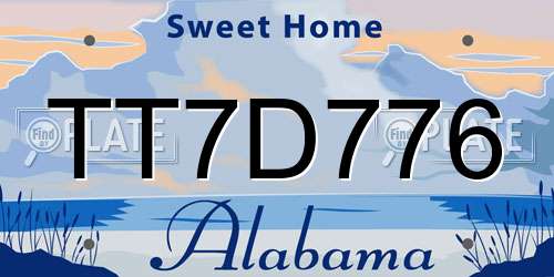 TT7D776 Alabama License Plate