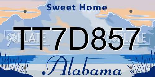 TT7D857 Alabama License Plate