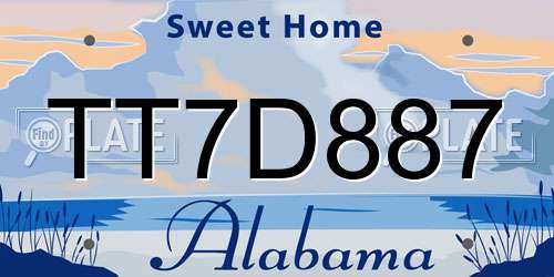 TT7D887 Alabama License Plate