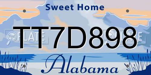 TT7D898 Alabama License Plate