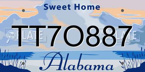 TT7O887 Alabama License Plate