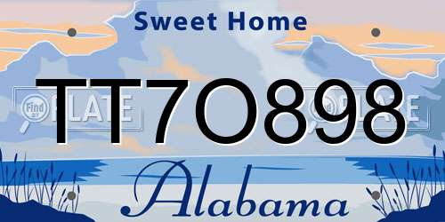 TT7O898 Alabama License Plate