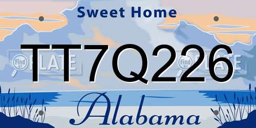 TT7Q226 Alabama License Plate