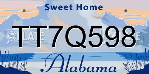 TT7Q598 Alabama License Plate