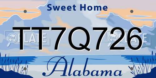 TT7Q726 Alabama License Plate