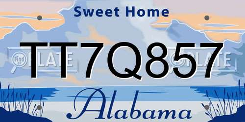 TT7Q857 Alabama License Plate