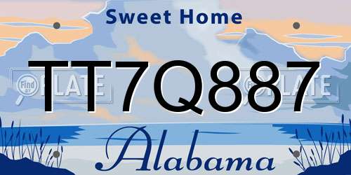 TT7Q887 Alabama License Plate