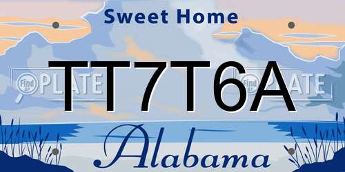 TT7T6A Alabama License Plate