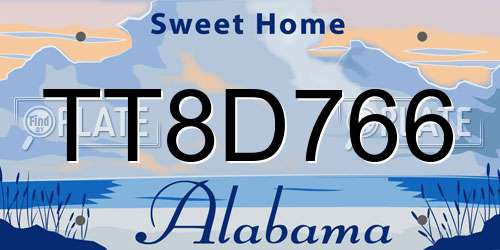 TT8D766 Alabama License Plate