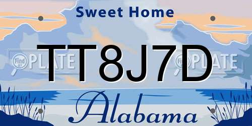 TT8J7D Alabama License Plate