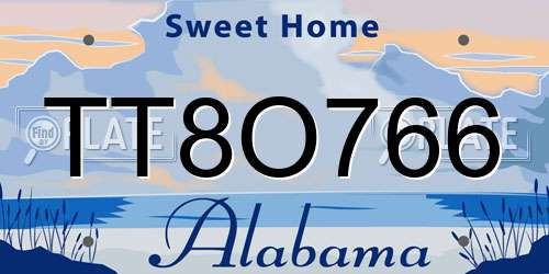 TT8O766 Alabama License Plate