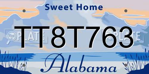 TT8T763 Alabama License Plate