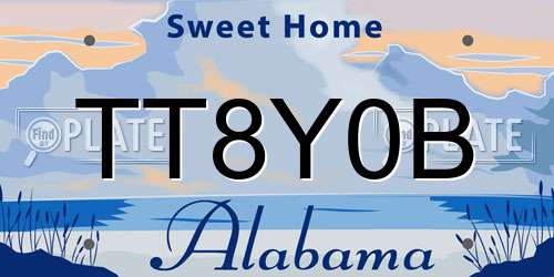 TT8Y0B Alabama License Plate