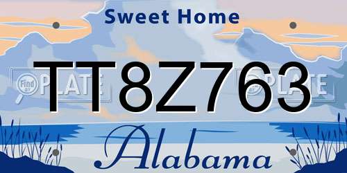 TT8Z763 Alabama License Plate