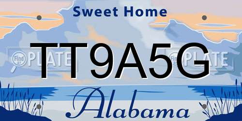 TT9A5G Alabama License Plate