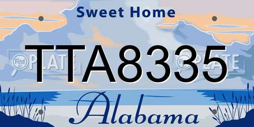 TTA8335 Alabama License Plate