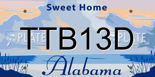 TTB13D Alabama License Plate