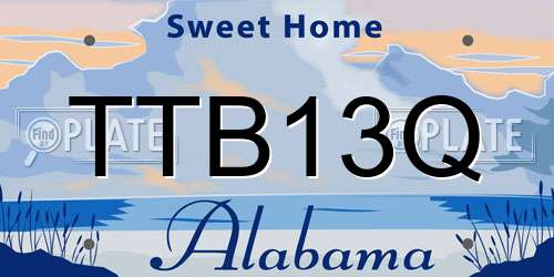 TTB13Q Alabama License Plate