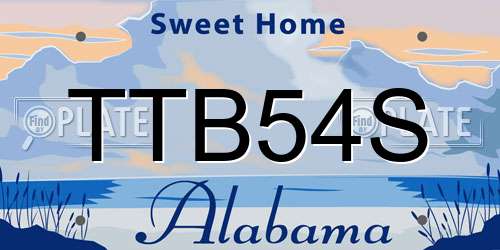 TTB54S Alabama License Plate
