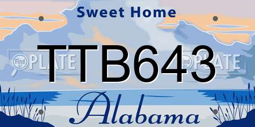 TTB643 Alabama License Plate
