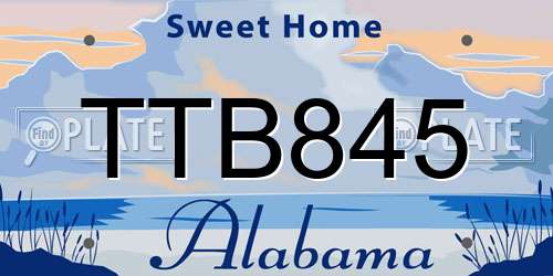 TTB845 Alabama License Plate
