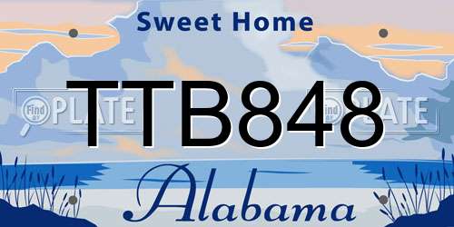 TTB848 Alabama License Plate