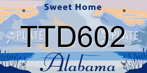 TTD602 Alabama License Plate