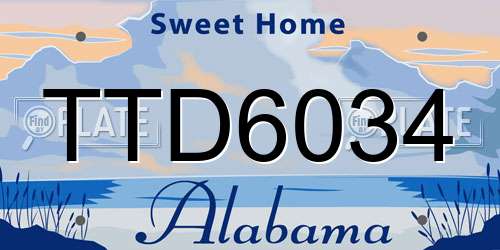 TTD6034 Alabama License Plate