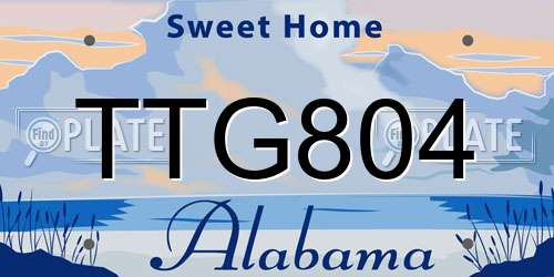 TTG804 Alabama License Plate