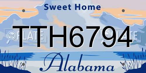 TTH6794 Alabama License Plate