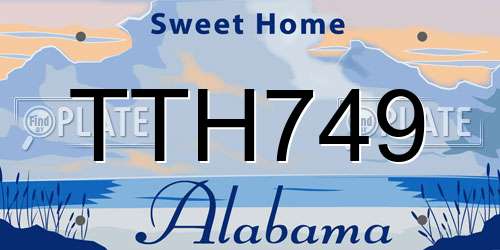 TTH749 Alabama License Plate