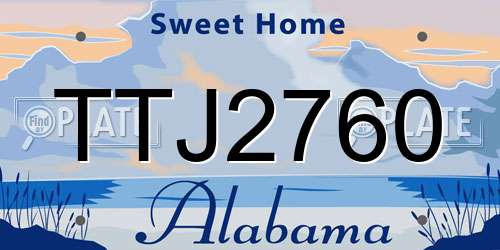 TTJ2760 Alabama License Plate