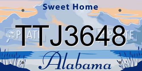 TTJ3648 Alabama License Plate