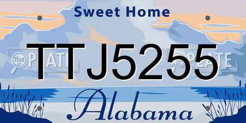 TTJ5255 Alabama License Plate