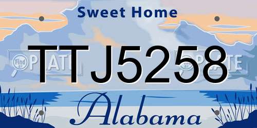 TTJ5258 Alabama License Plate
