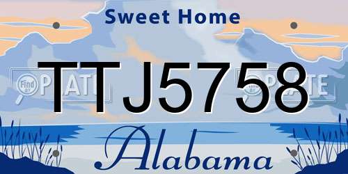 TTJ5758 Alabama License Plate