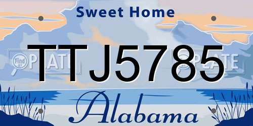 TTJ5785 Alabama License Plate
