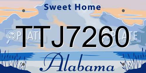 TTJ7260 Alabama License Plate